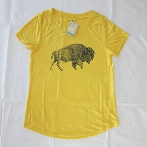 Roper Women's Small Short Sleeve Buffalo Graphic T-Shirt Yellow